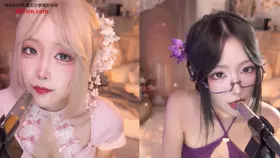 二呆啾_双人_舔麦_舌头