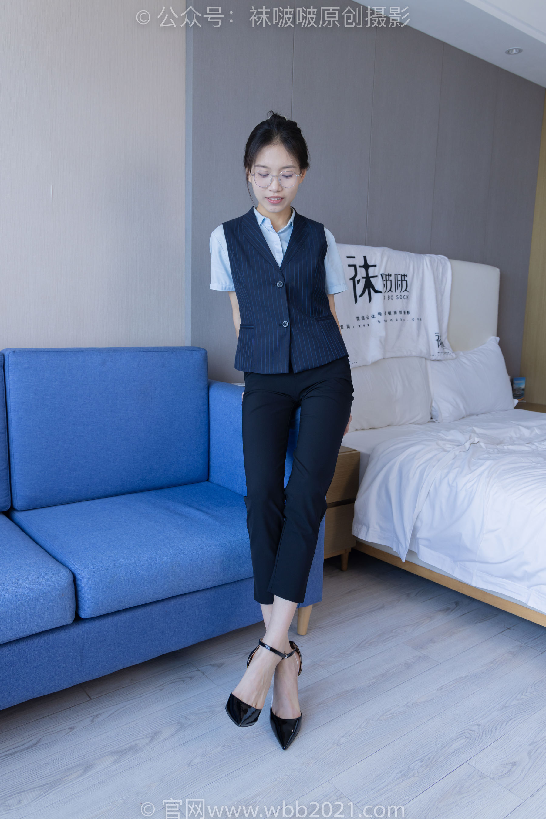 BoBoSocks袜啵啵 No.413 芝士 -高跟鞋、白色吊带船袜、银行制服_第2张