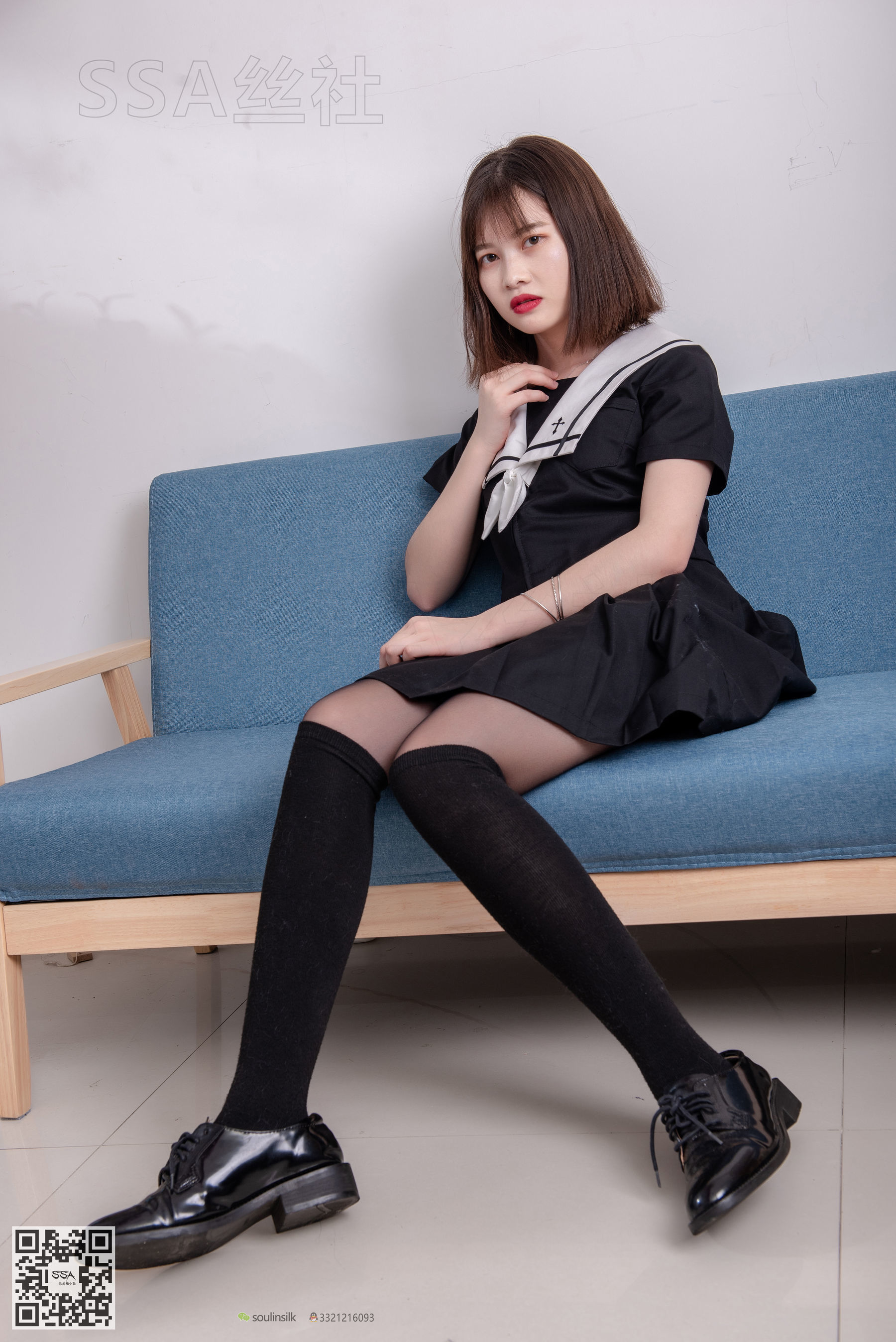 [SSA丝社]超清写真 No.113 腿模穗子 教你穿黑色系JK制服_第3张