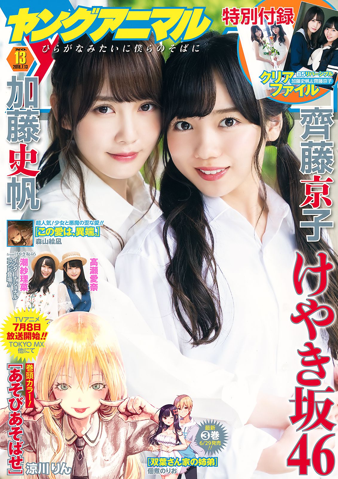 齊藤京子 加藤史帆 高瀬愛奈 潮紗理菜 [Young Animal] 2018年No.13 写真杂志_第1张