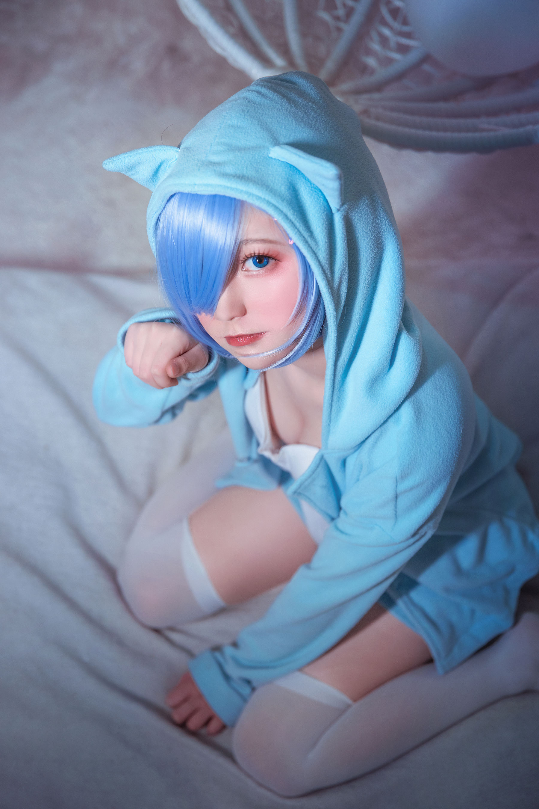 [Cosplay写真] 动漫博主弦音sic – RE从零开始的异世界生活 蕾姆猫咪睡衣 [9P]