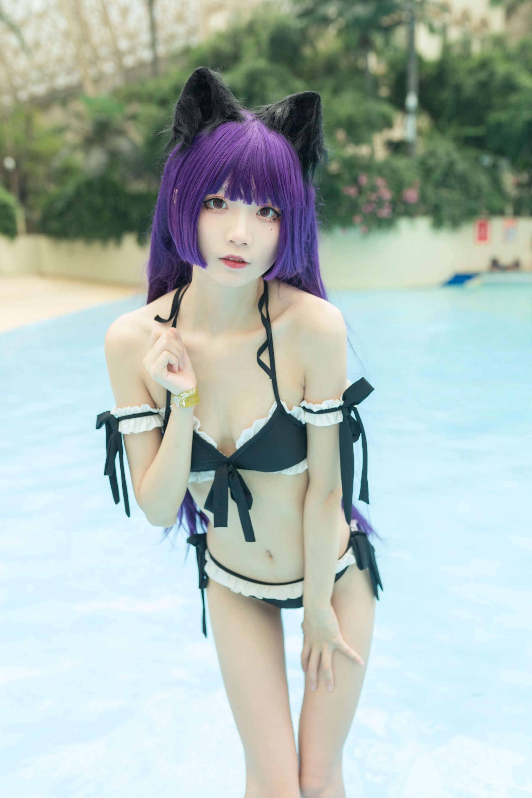 清纯少女五更百鬼 – 黑猫泳装 [12P]