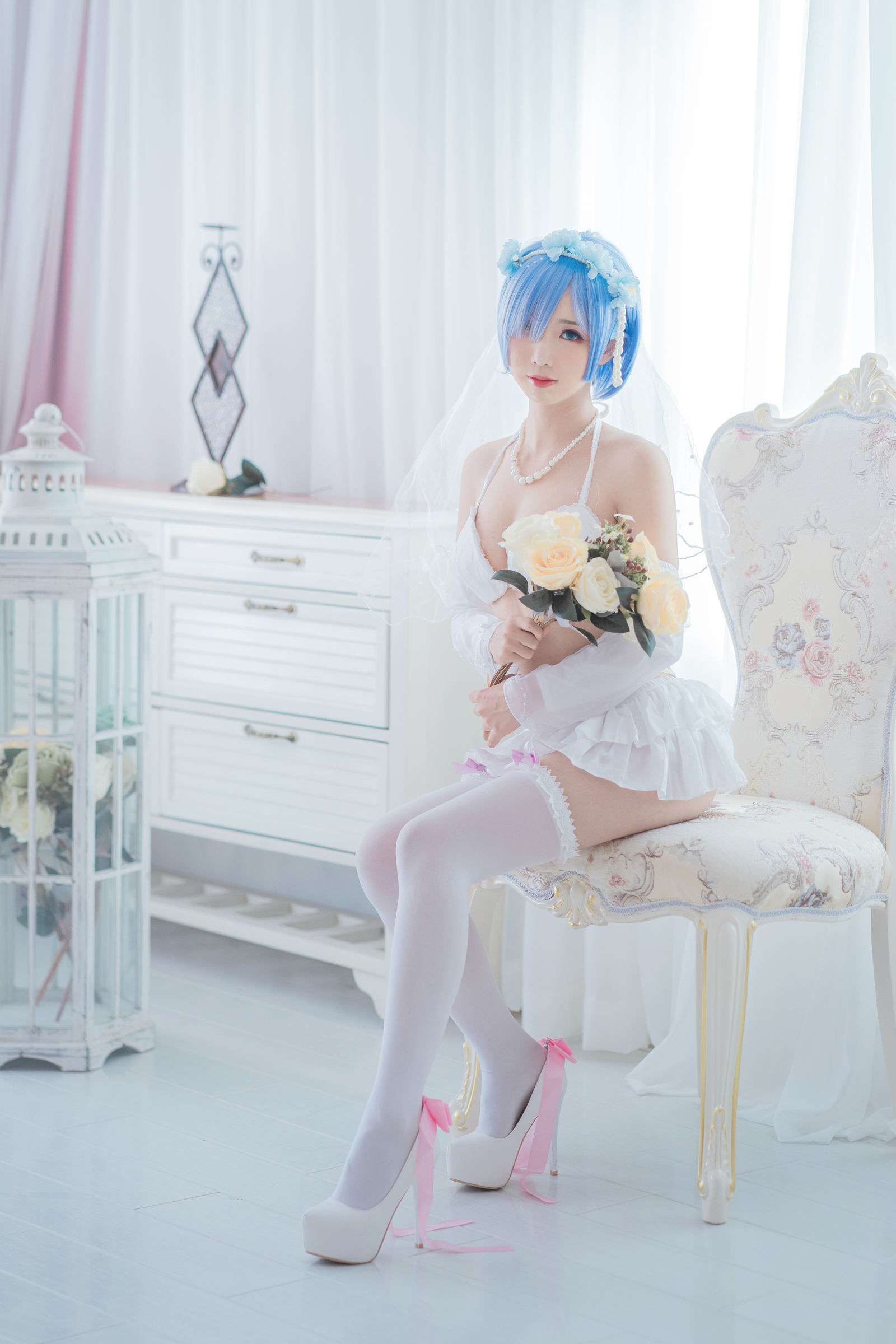 [萝莉COS] 面饼仙儿 – 花嫁蕾姆 [28P]