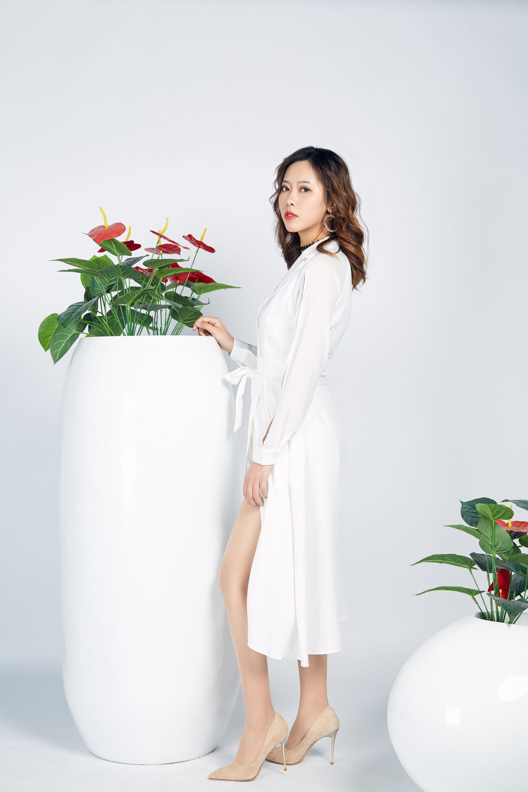 [奈丝] NO.024 晨静 白色开衩连衣裙_第3张