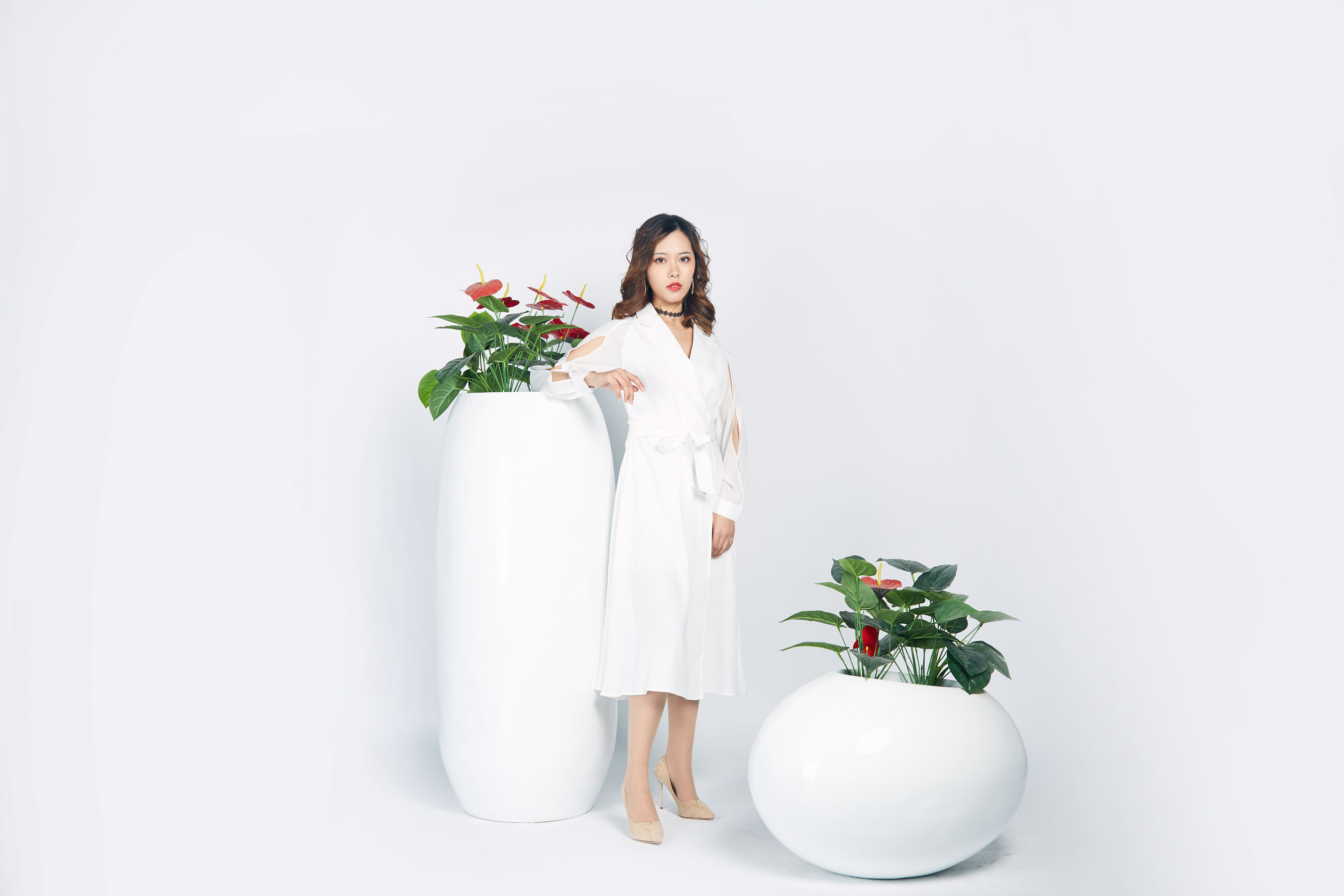 [奈丝] NO.024 晨静 白色开衩连衣裙_第4张