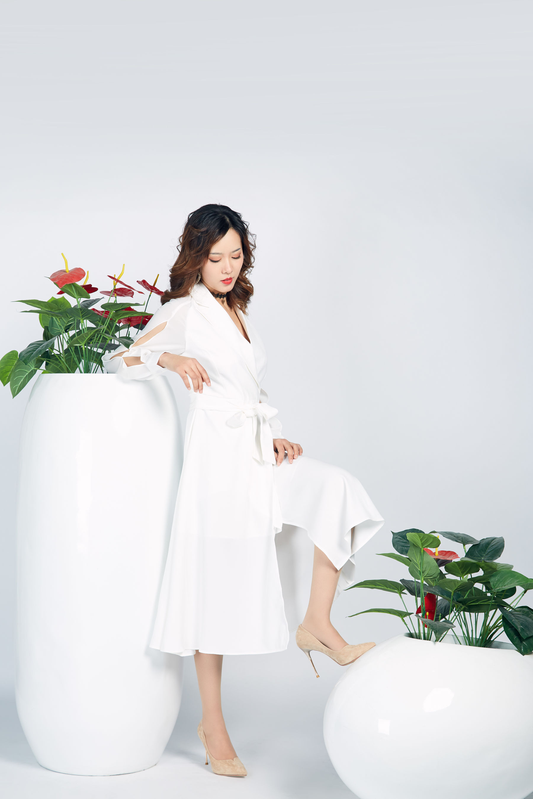 [奈丝] NO.024 晨静 白色开衩连衣裙_第5张