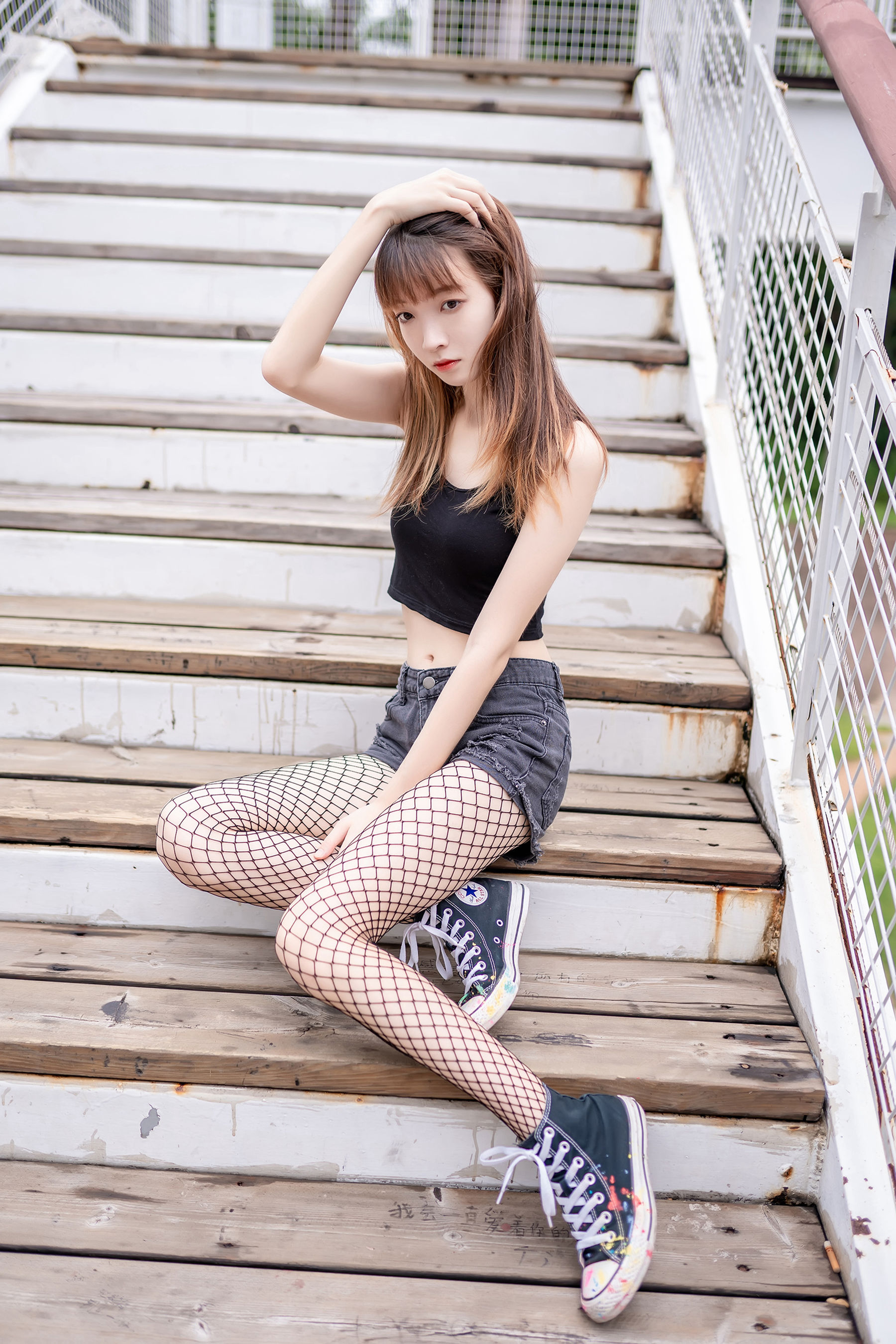 [风之领域] NO.094 祖木子 超短牛仔短裤黑网袜_第2张